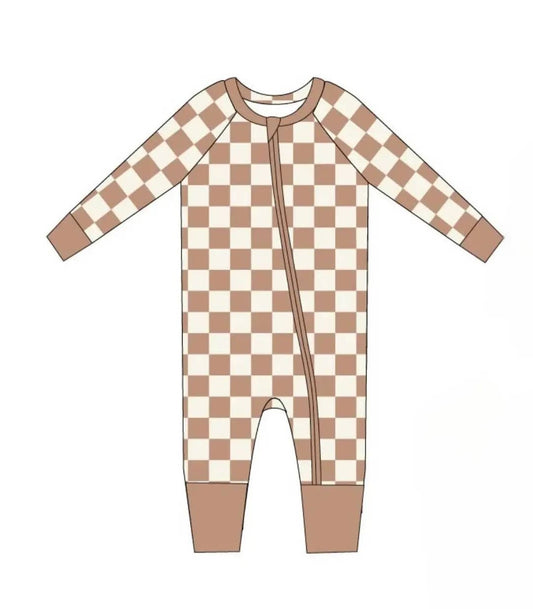 Retro Terracotta Checkered Bamboo Sleeper